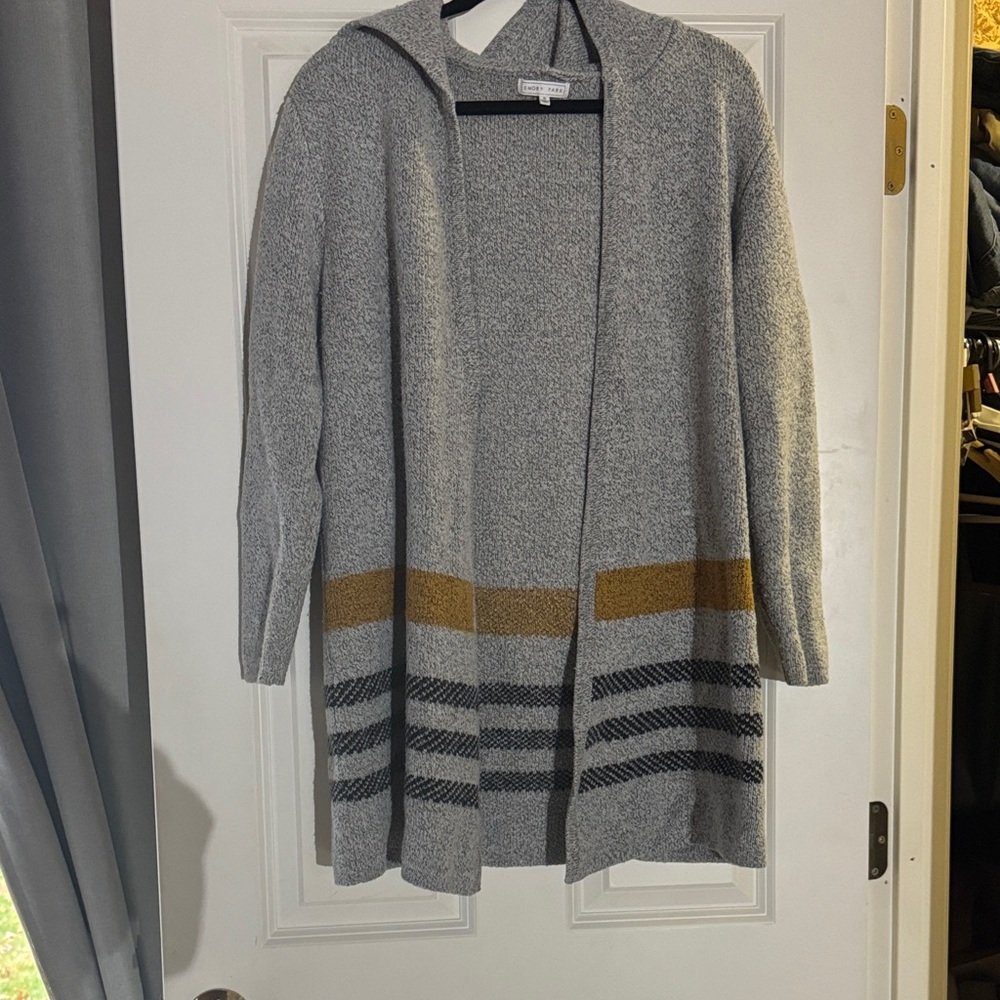 Emory Park Gray and Gold Open Cardigan